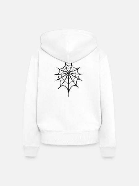 Abstraktes Spinnennetz – Line Art  - Frauen Premium Bio Zip Hoodie - Weiß