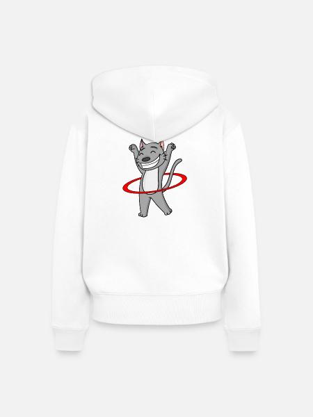 Niedliche Katze mit Reifen - Frauen Premium Bio Zip Hoodie - Weiß