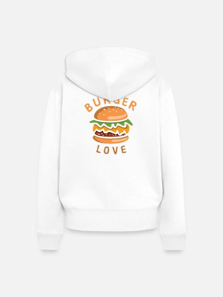 Burger Love Comic - Frauen Premium Bio Zip Hoodie - Weiß