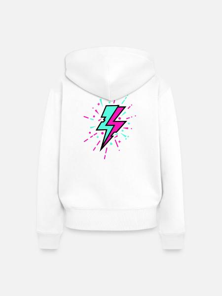 Retro Blitz bunten Stil - Frauen Premium Bio Zip Hoodie - Weiß