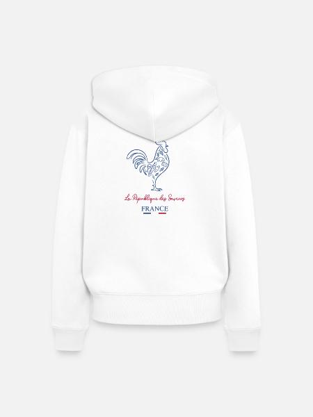 Gallischer Hahn Frankreich - Frauen Premium Bio Zip Hoodie - Weiß