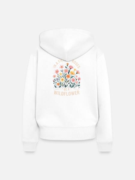 Wildblumen im Feld - Frauen Premium Bio Zip Hoodie - Weiß