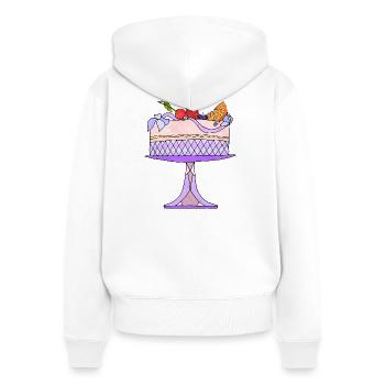Gâteau - Sweat à capuche zippé Premium bio Femme - blanc - Dos - AI Model Female 172 light (172cm)