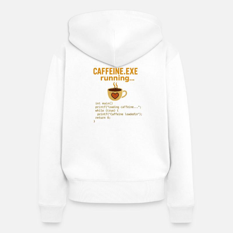 Caffeine.exe course à pied - Sweat à capuche zippé Premium bio Femme - blanc