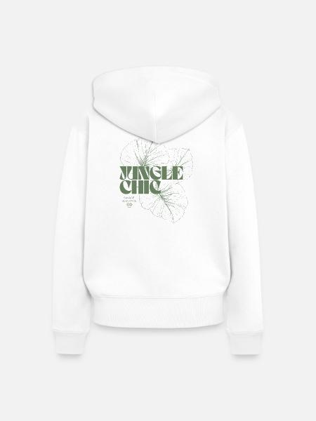 Tropisches Blatt Monstera Design - Frauen Premium Bio Zip Hoodie - Weiß