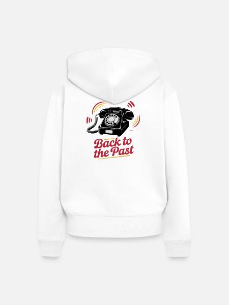 Retro Wählscheibentelefon Nostalgie Design - Frauen Premium Bio Zip Hoodie - Weiß
