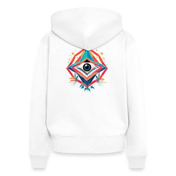 Oeil futuriste en nexus géométrique - Sweat à capuche zippé Premium bio Femme - blanc - Dos - AI Model Female 172 light (172cm)