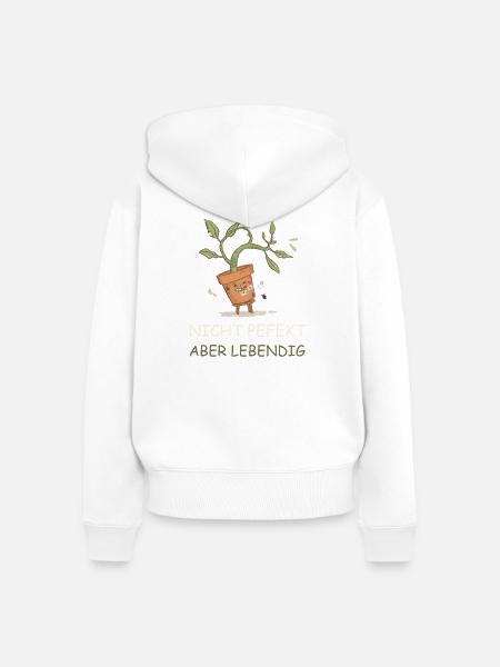 Lebendige Topfpflanze mit Witz - Frauen Premium Bio Zip Hoodie - Weiß