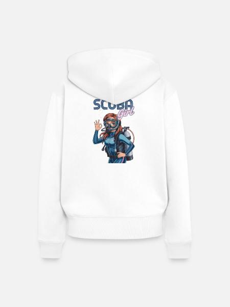 Scuba Girl Taucherin Design - Frauen Premium Bio Zip Hoodie - Weiß