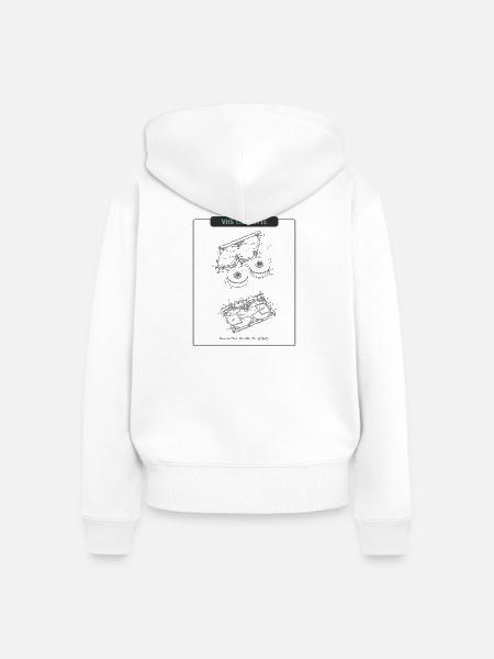 Retro Sketch VHS Kassette - Frauen Premium Bio Zip Hoodie - Weiß