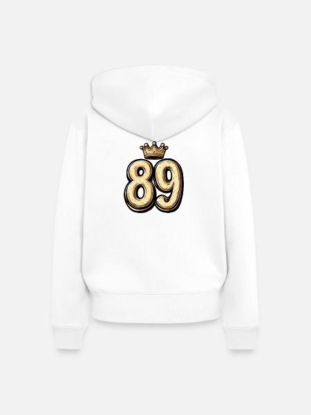 89 Zahl Krone - Frauen Premium Bio Zip Hoodie - Weiß