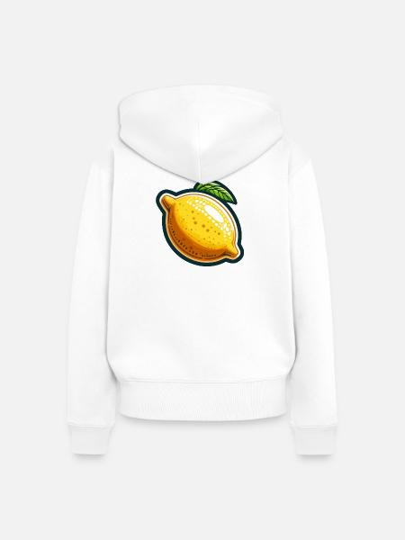 Zitronenglanzgelber Aufkleber - Frauen Premium Bio Zip Hoodie - Weiß