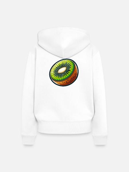 Helle Kiwi-Scheibe - Frauen Premium Bio Zip Hoodie - Weiß