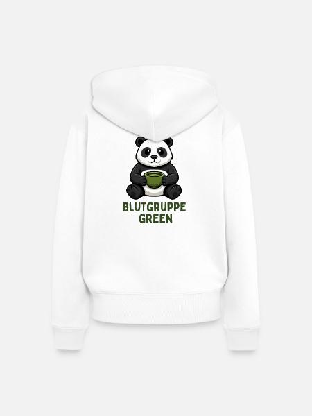 Blutgruppe Green Panda Tee Design - Frauen Premium Bio Zip Hoodie - Weiß