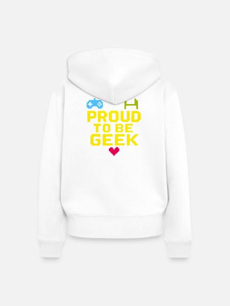 Stolzer Retro-Pixel-Geek - Frauen Premium Bio Zip Hoodie - Weiß