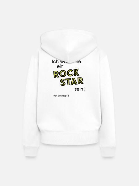 Rock Star - Frauen Premium Bio Zip Hoodie - Weiß