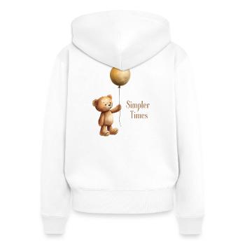 Ours en peluche avec ballon Simpler Times - Sweat à capuche zippé Premium bio Femme - blanc - Dos - AI Model Female 172 light (172cm)