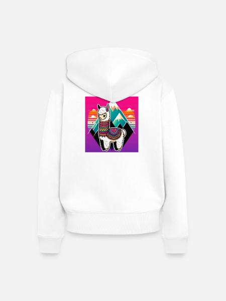 Alpaka - Frauen Premium Bio Zip Hoodie - Weiß