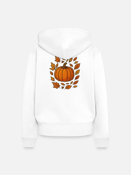 Herbstlicher Kürbiskranz - Frauen Premium Bio Zip Hoodie - Weiß