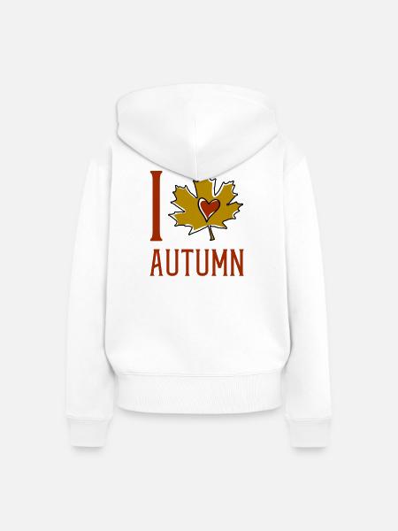 Herbstblatt Herzmotiv - Frauen Premium Bio Zip Hoodie - Weiß