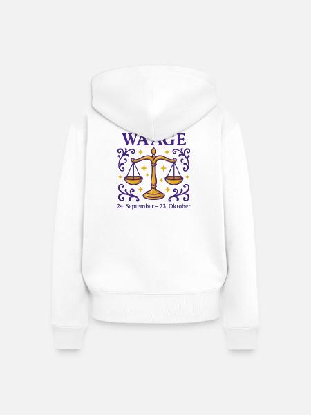 Sternzeichen Waage - Frauen Premium Bio Zip Hoodie - Weiß