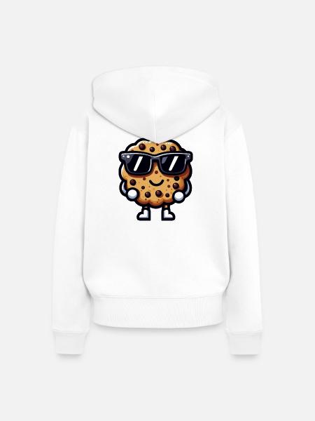 Cookie Chic Dunkle Brille - Frauen Premium Bio Zip Hoodie - Weiß