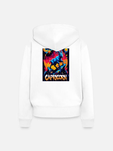 Steinbock - Frauen Premium Bio Zip Hoodie - Weiß