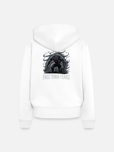 Stelle dich deinen Ängsten, Monster, Nightmare. - Frauen Premium Bio Zip Hoodie - Weiß