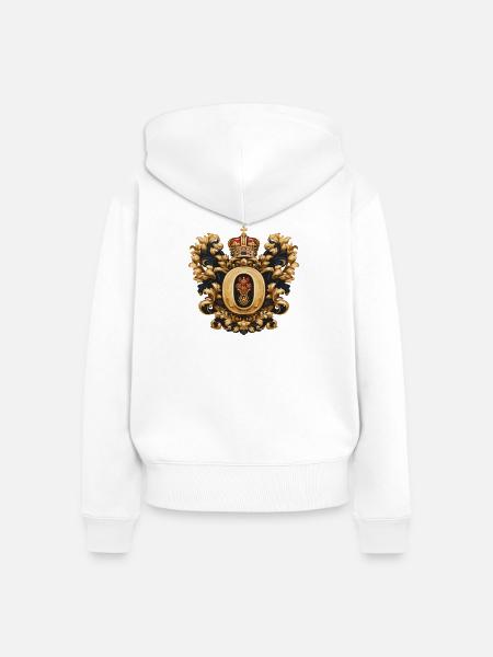O Buchstabe Name Krone - Frauen Premium Bio Zip Hoodie - Weiß