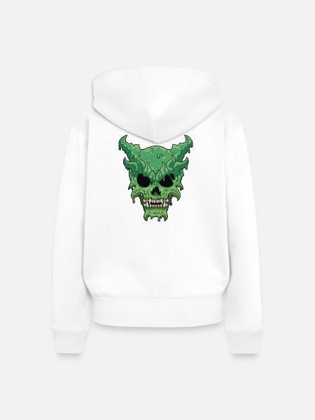 Tropfender grüner Dämonenschädel - Frauen Premium Bio Zip Hoodie - Weiß