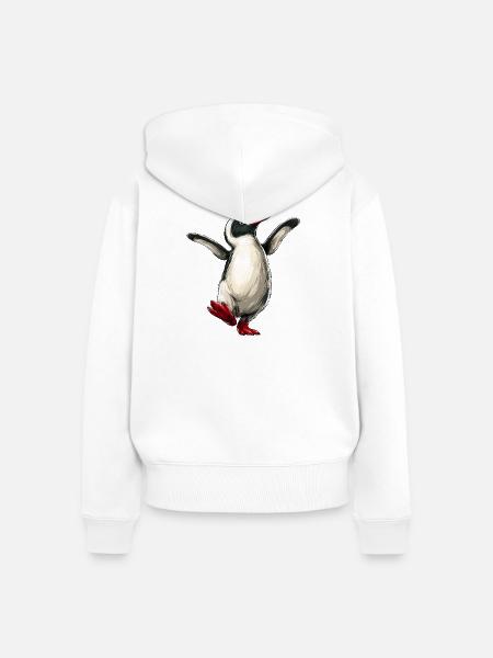 fröhlicher Pinguin :) - Frauen Premium Bio Zip Hoodie - Weiß