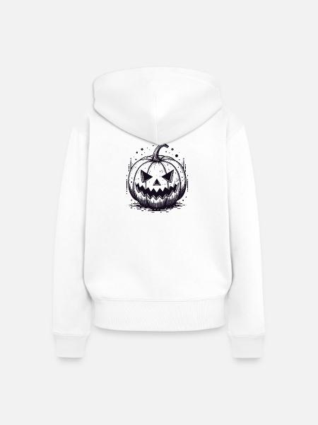 Schwarzer Jackolantern Kürbis - Frauen Premium Bio Zip Hoodie - Weiß