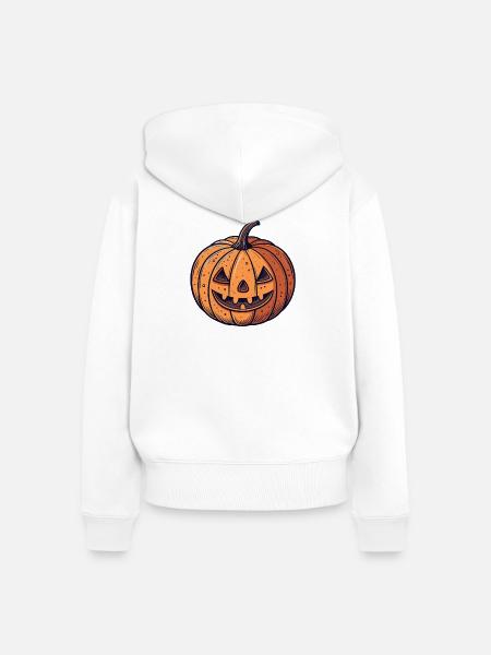 Kürbis Jack Karikatur - Frauen Premium Bio Zip Hoodie - Weiß
