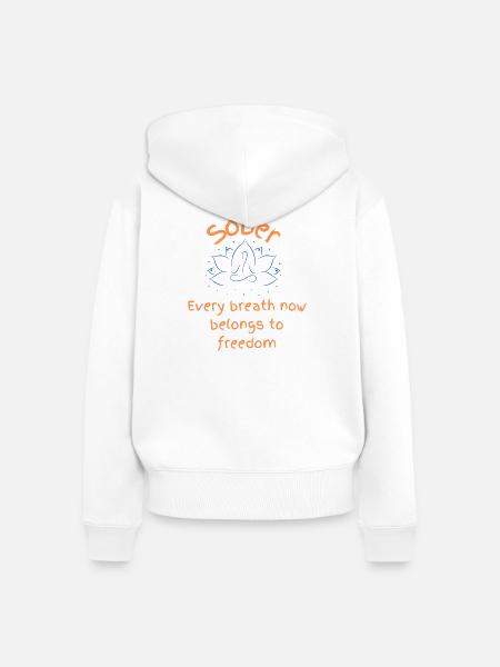 Nüchterner Atem Freiheit - Frauen Premium Bio Zip Hoodie - Weiß