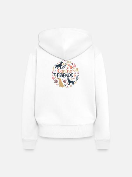 Canine Friends Blumenzirkel - Frauen Premium Bio Zip Hoodie - Weiß
