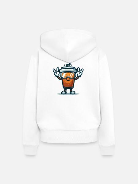 Kaffeebecher mit Skibrille - Frauen Premium Bio Zip Hoodie - Weiß