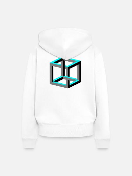 Würfel - Frauen Premium Bio Zip Hoodie - Weiß
