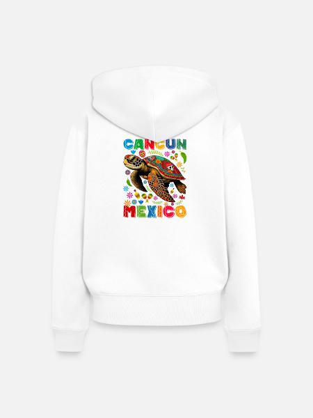 Bunte Schildkröte Cancun Mexiko - Frauen Premium Bio Zip Hoodie - Weiß