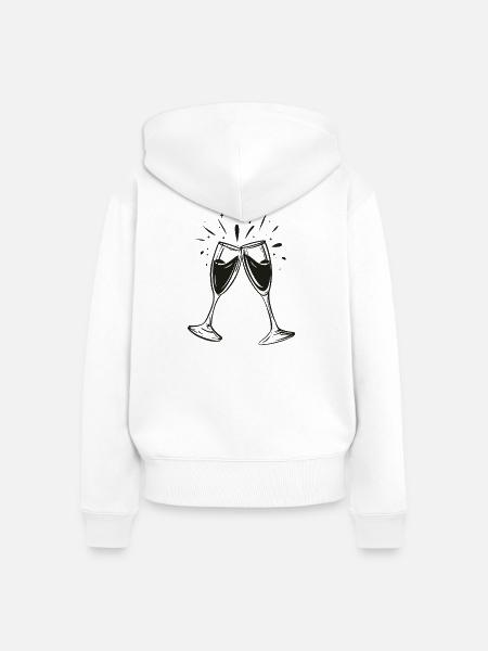 Sekt-Prosecco-Glas-black - Frauen Premium Bio Zip Hoodie - Weiß