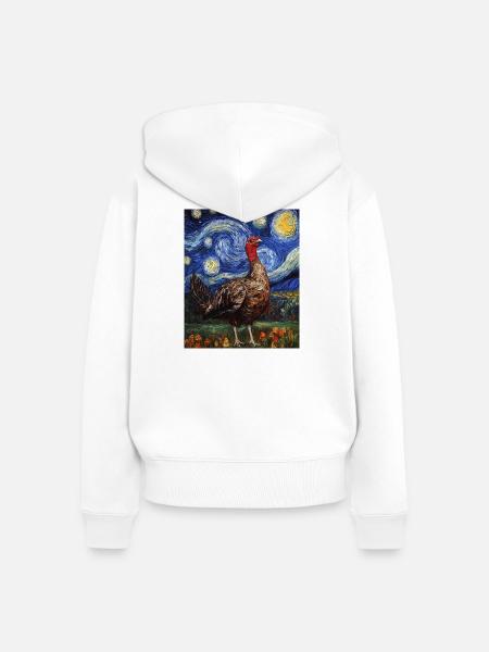 Truthahn Vogel Van Gogh Style - Frauen Premium Bio Zip Hoodie - Weiß
