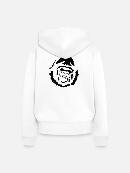 Gorilla - Frauen Premium Bio Zip Hoodie - Weiß