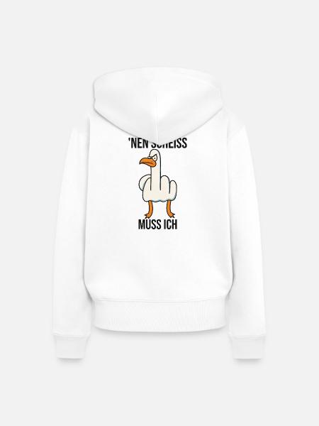 Mittelfinger Gans lustige Bilder, Sarkasmus - Frauen Premium Bio Zip Hoodie - Weiß