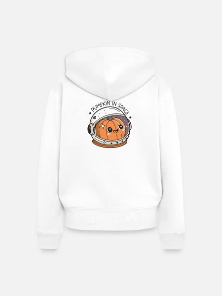 Kürbis-Astronaut im All - Frauen Premium Bio Zip Hoodie - Weiß