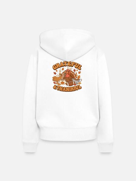 Dankbare und dankbare Türkei - Frauen Premium Bio Zip Hoodie - Weiß