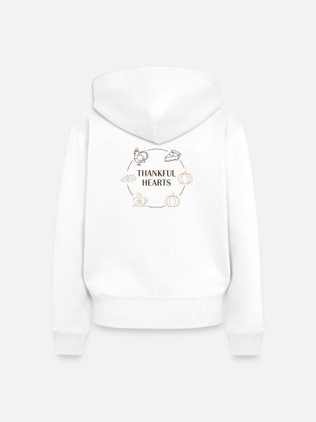 Dankbare Herzen Thanksgiving Kreis - Frauen Premium Bio Zip Hoodie - Weiß