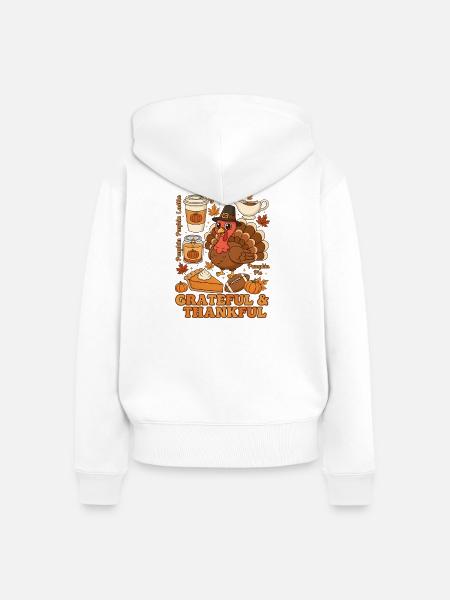 Dankbarer Truthahn Herbstfest - Frauen Premium Bio Zip Hoodie - Weiß