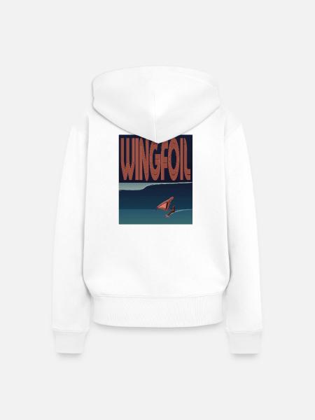 Wingfoiler Welle - Frauen Premium Bio Zip Hoodie - Weiß