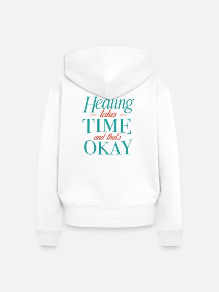 Heilung braucht Zeit - Frauen Premium Bio Zip Hoodie - Weiß