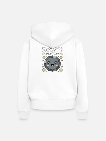 Schere Stein Papier Kawaii Rock - Frauen Premium Bio Zip Hoodie - Weiß