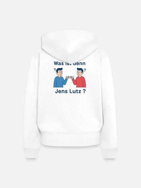 Was ist denn Jens Lutz? - Frauen Premium Bio Zip Hoodie - Weiß